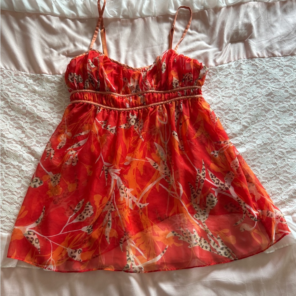 Victoria's Secret “Very Sexy” Red and Orange Sheer Tank (NEVER WORN)